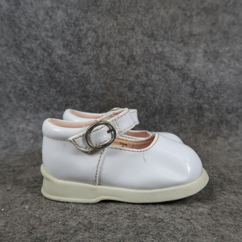 Baby Dress Shoes Mary Jane White Patent Closed Toe Classic Hook N Loop Straps